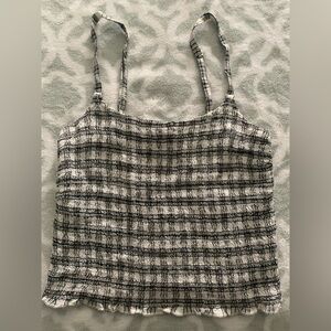 Hollister Stylish Black and White Plaid Crop Top